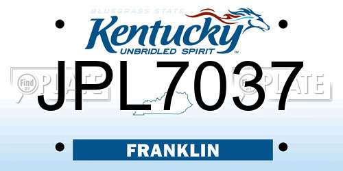 JPL7037 Kentucky License Plate