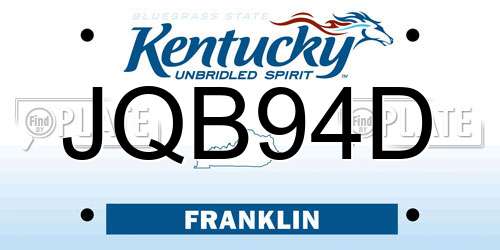JQB94D Kentucky License Plate