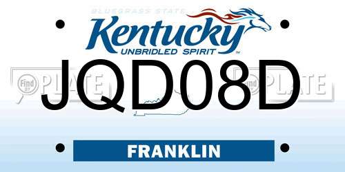 JQD08D Kentucky License Plate