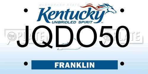 JQDO50 Kentucky License Plate