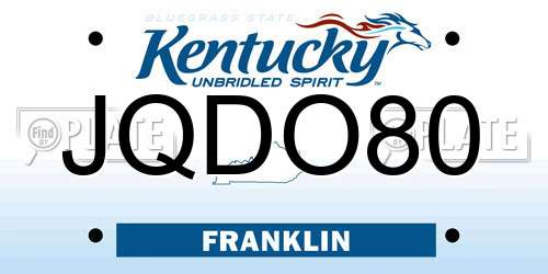 JQDO80 Kentucky License Plate