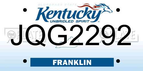 JQG2292 Kentucky License Plate