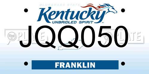 JQQ050 Kentucky License Plate