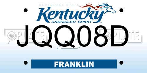 JQQ08D Kentucky License Plate