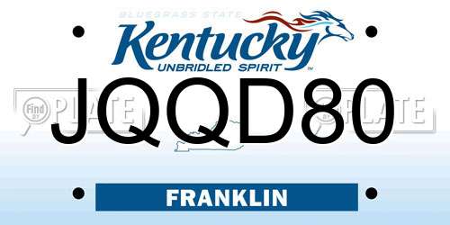 JQQD80 Kentucky License Plate