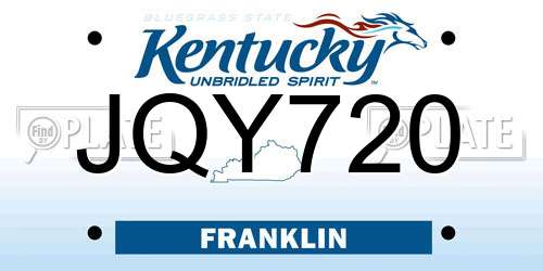JQY720 Kentucky License Plate
