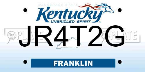 JR4T2G Kentucky License Plate