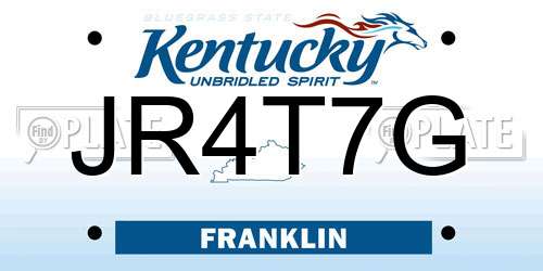 JR4T7G Kentucky License Plate