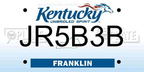 JR5B3B Kentucky License Plate
