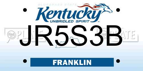 JR5S3B Kentucky License Plate
