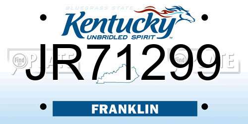 JR71299 Kentucky License Plate