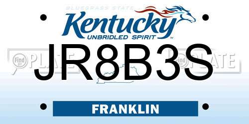 JR8B3S Kentucky License Plate
