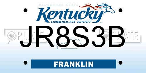 JR8S3B Kentucky License Plate