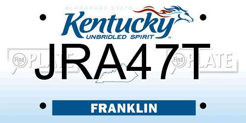 JRA47T Kentucky License Plate