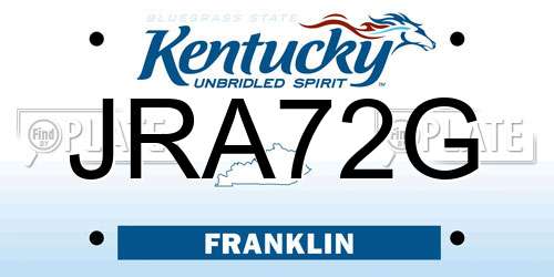 JRA72G Kentucky License Plate