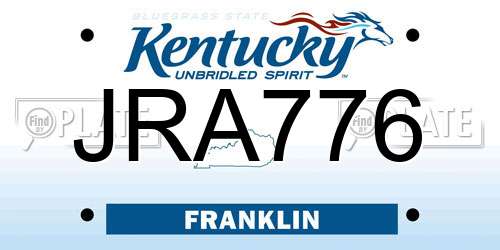 JRA776 Kentucky License Plate