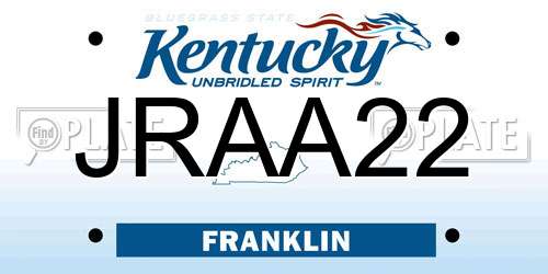 JRAA22 Kentucky License Plate