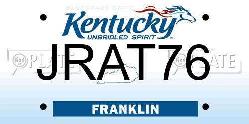 JRAT76 Kentucky License Plate