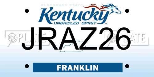 JRAZ26 Kentucky License Plate