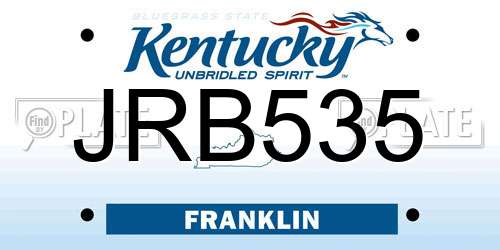 JRB535 Kentucky License Plate