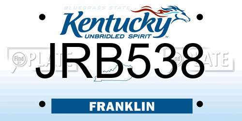 JRB538 Kentucky License Plate