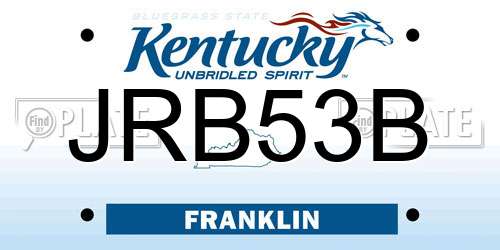 JRB53B Kentucky License Plate