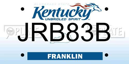 JRB83B Kentucky License Plate