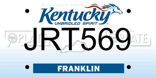 JRT569 Kentucky License Plate