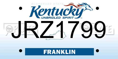 JRZ1799 Kentucky License Plate