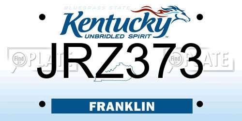 JRZ373 Kentucky License Plate