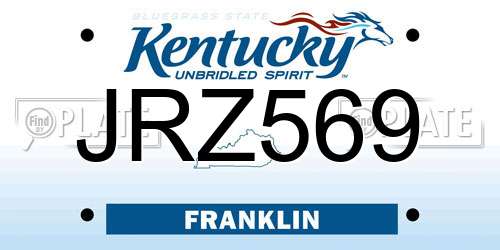JRZ569 Kentucky License Plate