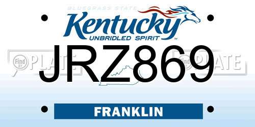 JRZ869 Kentucky License Plate