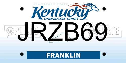 JRZB69 Kentucky License Plate