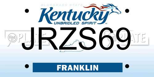 JRZS69 Kentucky License Plate