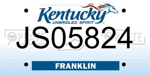 JS05824 Kentucky License Plate