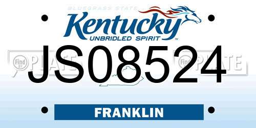 JS08524 Kentucky License Plate