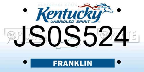 JS0S524 Kentucky License Plate