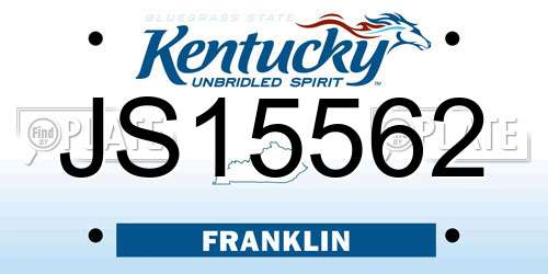 JS15562 Kentucky License Plate