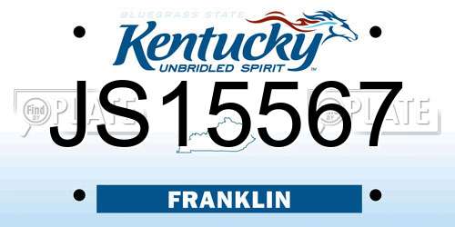 JS15567 Kentucky License Plate