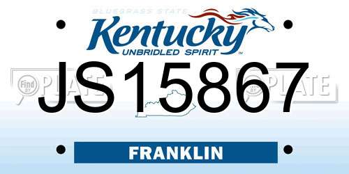 JS15867 Kentucky License Plate