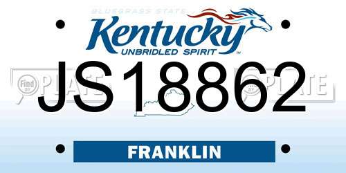 JS18862 Kentucky License Plate