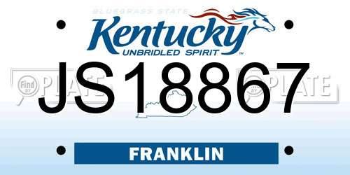JS18867 Kentucky License Plate