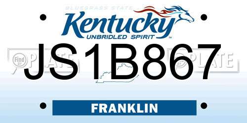 JS1B867 Kentucky License Plate