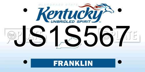 JS1S567 Kentucky License Plate