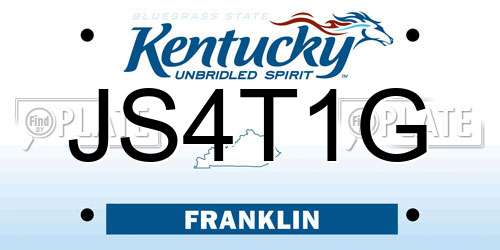 JS4T1G Kentucky License Plate