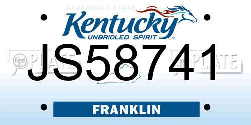 JS58741 Kentucky License Plate