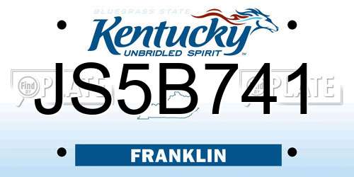 JS5B741 Kentucky License Plate
