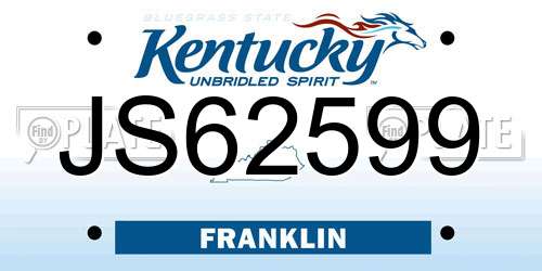 JS62599 Kentucky License Plate