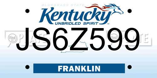 JS6Z599 Kentucky License Plate