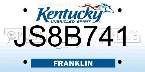 JS8B741 Kentucky License Plate